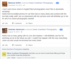 Marie Grantham Photography Facebook Review