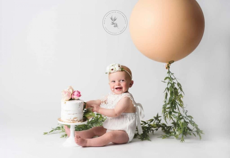 Baby Cake Smash Photographer Las Vegas Boho Cake Smash all white