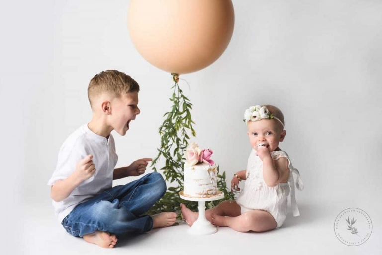 Baby Cake Smash Photographer Las Vegas Boho Cake Smash big brother