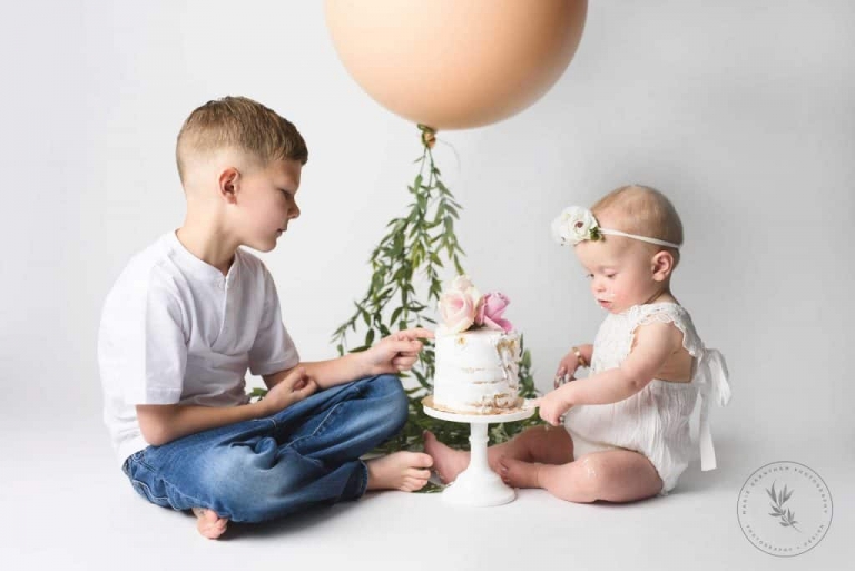 Baby Cake Smash Photographer Las Vegas Boho Cake Smash siblings
