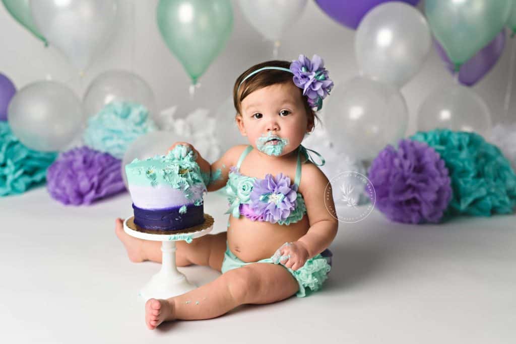 Cake smash First birthday photographer Las Vegas marie grantham photography mermaid theme