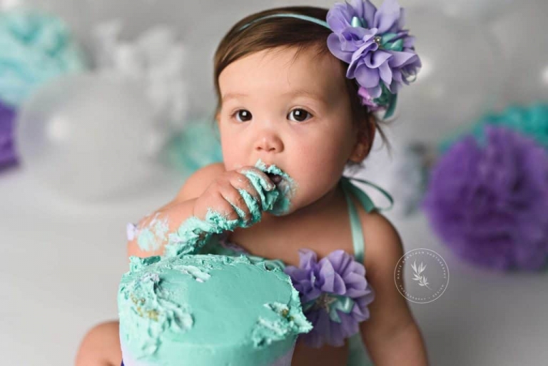 Cake smash First birthday photographer Las Vegas ombre cake